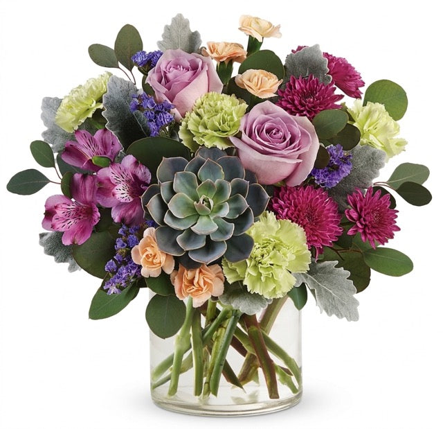 Lavender Rose &amp; Succulent Garden Bouquet