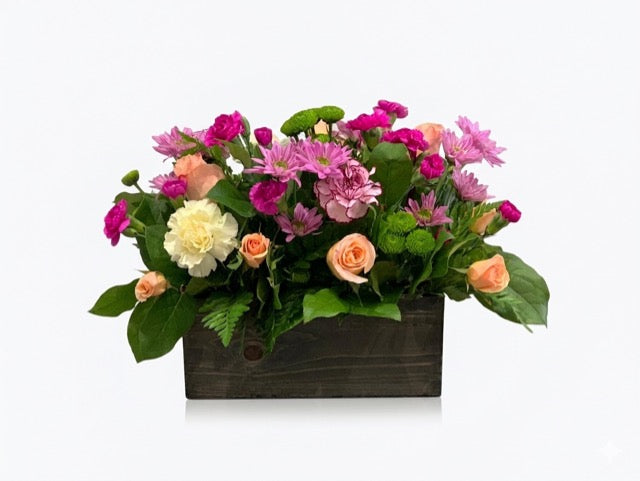 Rustic Garden Mix in Dark Wood Box