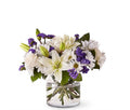 White Lily & Daisy Glass Vase Bouquet