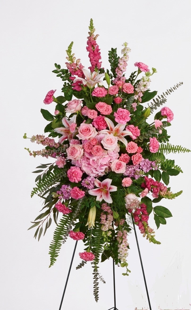 Pink Serenity Funeral Standing Spray