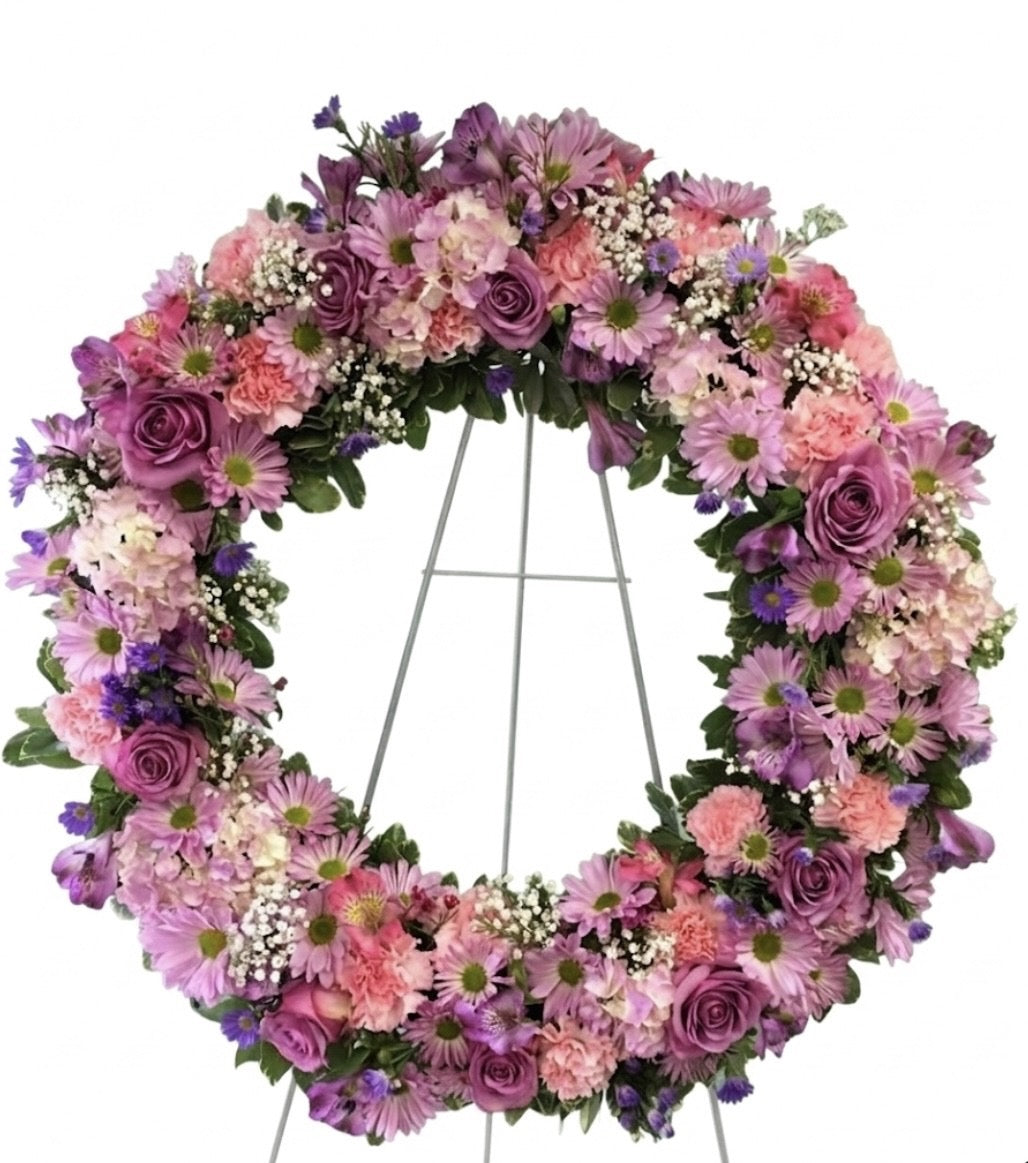 Deluxe Pink Garden Floral Basket Arrangement