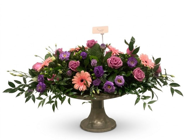 Pink & Lavender Gerberas & Roses Centerpiece Arrangement