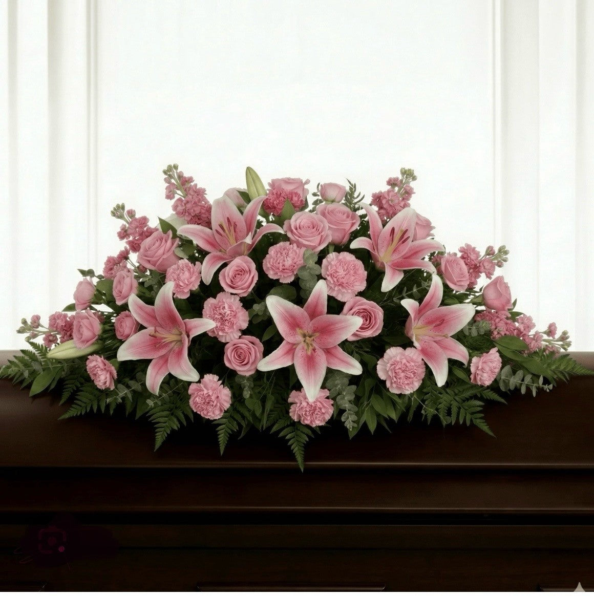 All Pink Mixed Floral Casket Spray