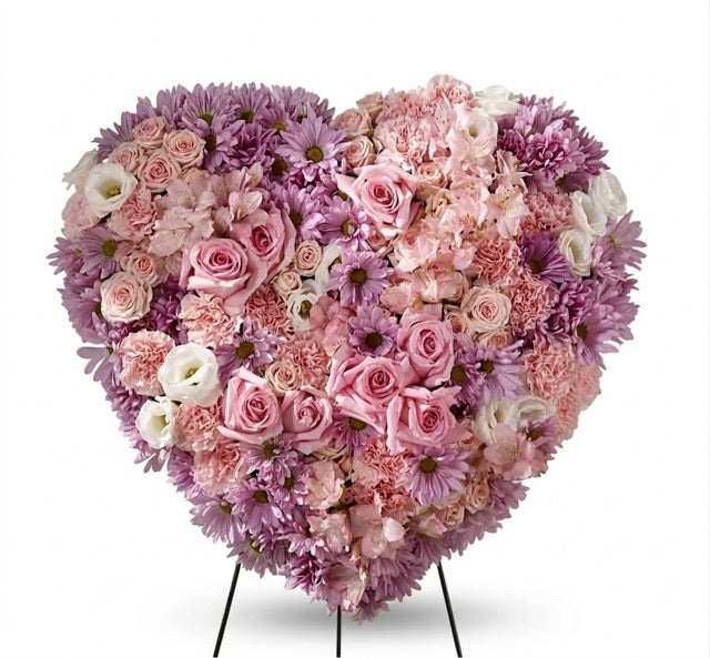 Pink & Purple Mixed Floral Heart
