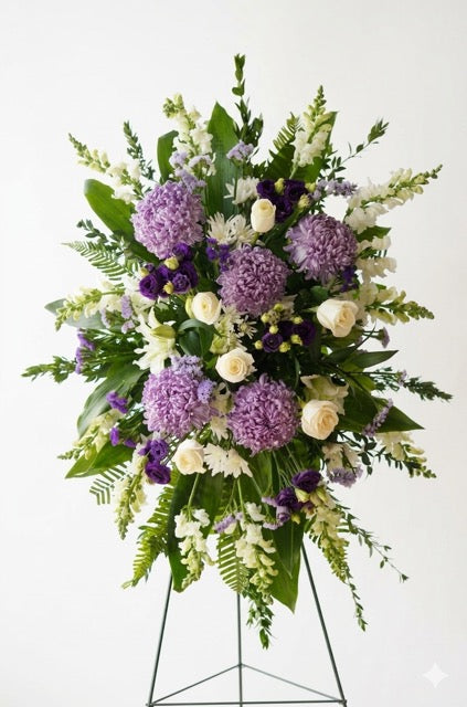 Lavender Serenity Standing Spray – Premium Funeral & Sympathy Flowers