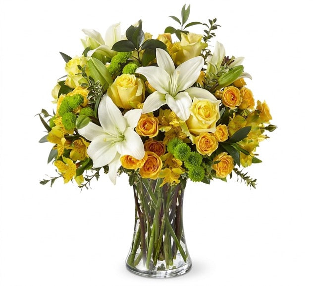 Golden Radiance Lily & Rose Vase