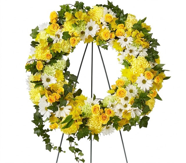 Yellow & White Sympathy Wreath
