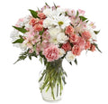 Blushing Elegance: Pink Rose & White Daisy Bouquet