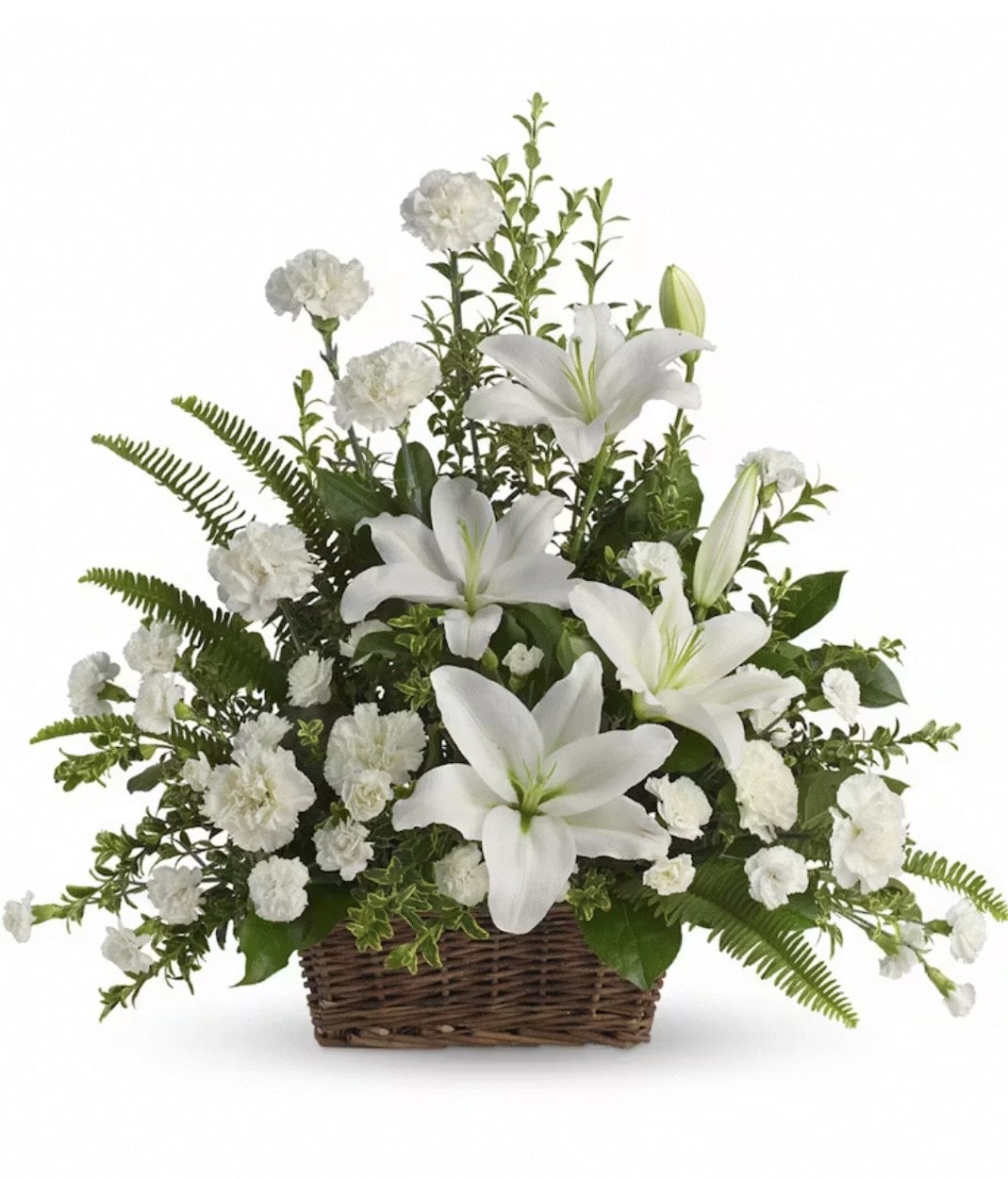 PEACEFUL WHITE LILIES BASKET