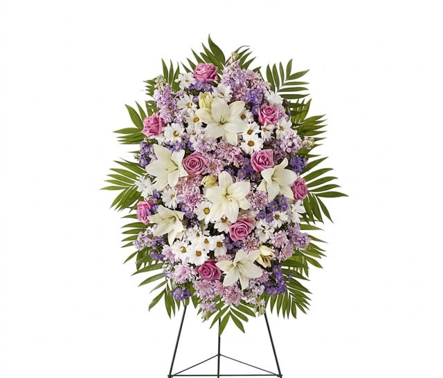 Lavender & White Funeral Standing Spray
