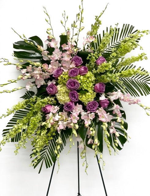 Lavender & Lime Elegance Standing Spray – Premium Sympathy Flowers